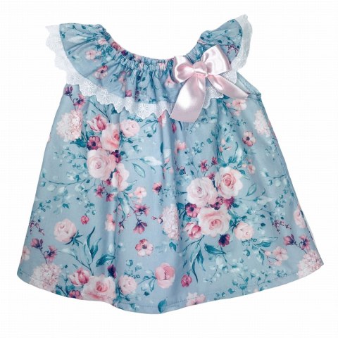 Sukienka dziecięca flower bow błękitna kokarda