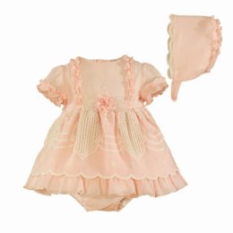 Sukienka Bonetka Bloomers SS21 Miranda Baby Girls Dress, Bonnet & Knickers 126/VBG
