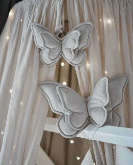 Motyl dekoracyjny butterfly welur szary