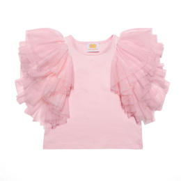 Bluzka t-shirt wings pudrowy róż krótki rękaw Manufaktura Falbanek